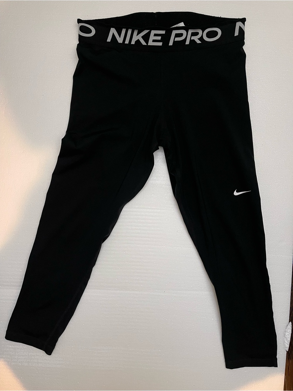Nike Black Leggings with White Nike Pro Waistband